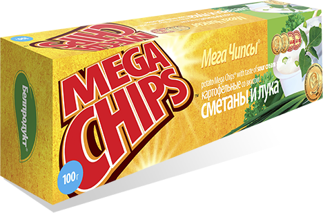 Мегачипсы картофельные со вкусом сметаны и лука 100 гр. 1014
