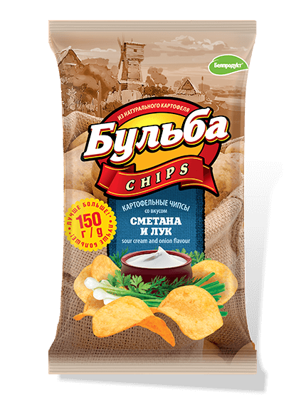 Чипсы из натурального картофеля "Бульба chips" со вкусом сметаны и лука 75 гр. 2003