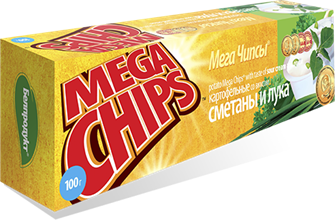 Мегачипсы картофельные со вкусом сметаны и лука 100 гр. 1014